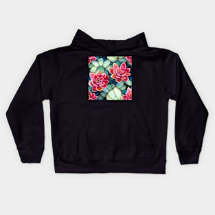 Watercolor succulent pattern Kids Hoodie